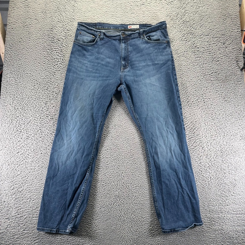 Wrangler Jeans Mens 38x30 Blue Cotton Denim Straight Fit Workwear Stretch Faded